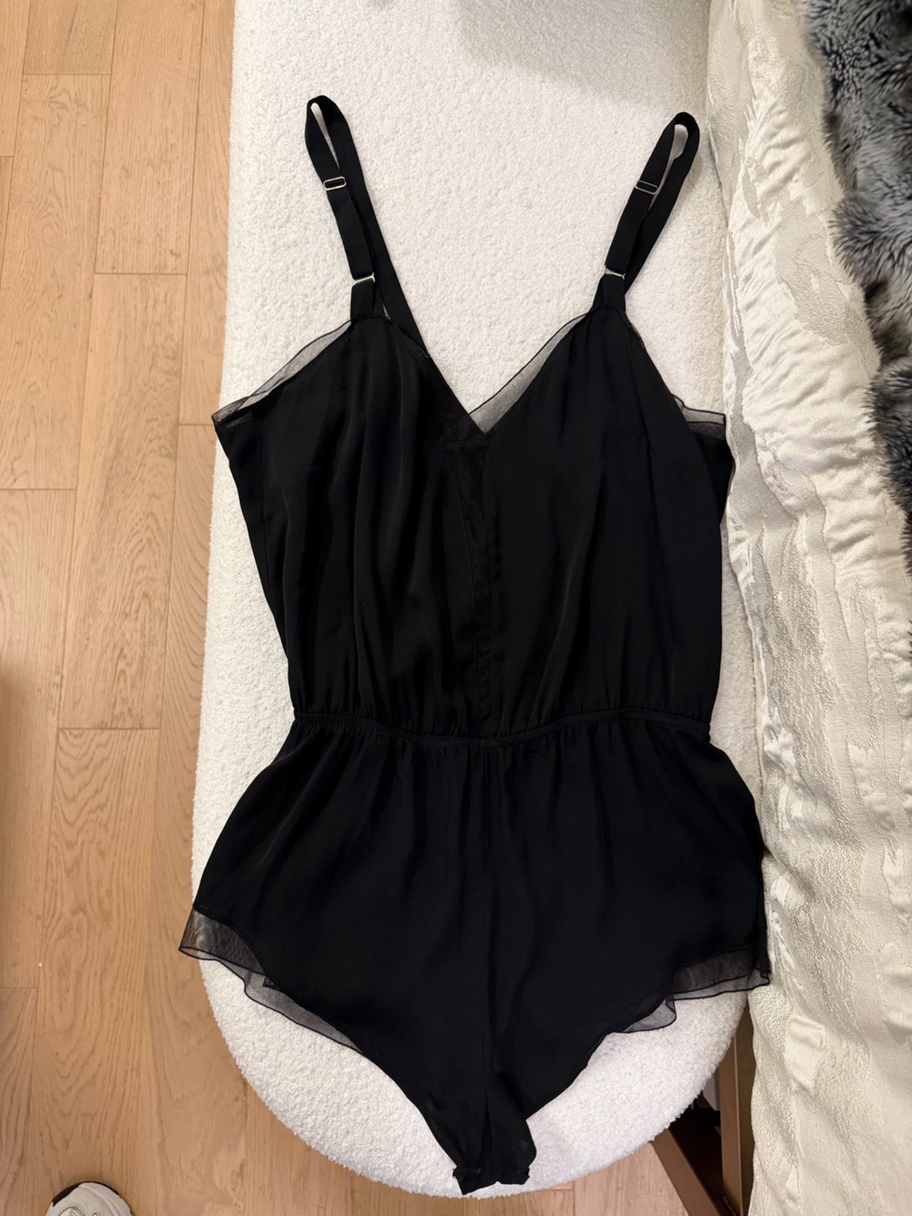 Curriculum Vitae NYC - Black Silk Chiffon Romper Sz M